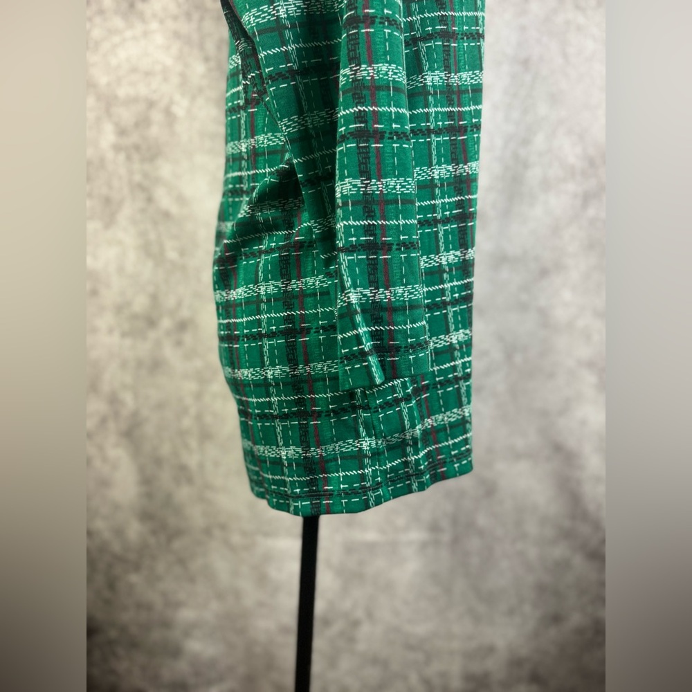 Karen Scott Green/Red Christmas Plaid Buttoned V-Neck Long Sleeve Tunic Size L - Picture 4 of 10